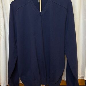 Eddie‎ Bauer Men’s XL Navy V-Neck Supima Cotton Knit Sweater Grandpa